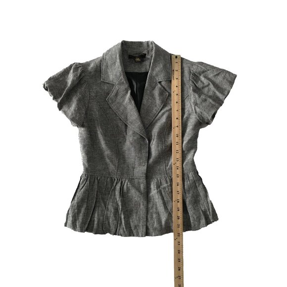 Dalia Collection Womens Size 2 Gray Linen Blend Short Blazer Jacket - Picture 2 of 7